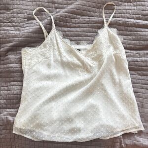 Elegant White Lace Trim Cami Top